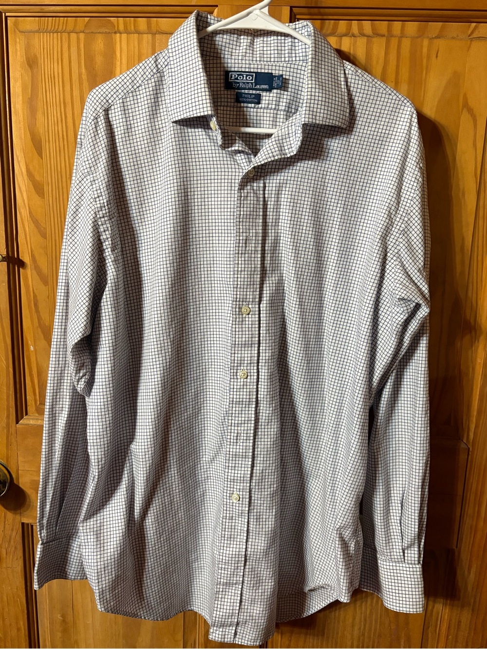 Polo by Ralph Lauren Men's White and Navy Micro-Check Button-Down Shirt